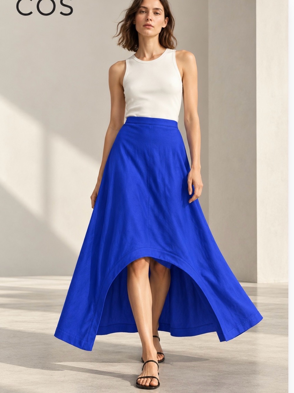 COS Electric Blue High-Low Maxi Skirt